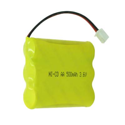 China Rechargeable Toys Battery NI-CD AA Size 3.6V 500mAh Rechargeable Battery Pack for sale