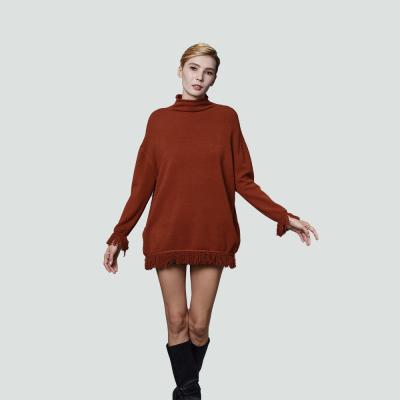 China Anti-Wrinkle Women's Turtle Neck Sweaters Oversized Bat Wing Sleeve Loose Chunky Knit Jumper Long Sweater for sale