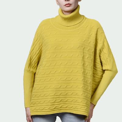 China Fashion Anti-Wrinkle Neck Loose Long Sleeve Women's Casual Sweater Tortoise Cable Pullover Coat Sweater for sale