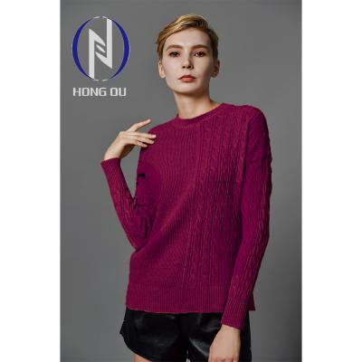 China Plus Size Crew Neck Ribbed Knitwear Pullover Women Sweater for sale