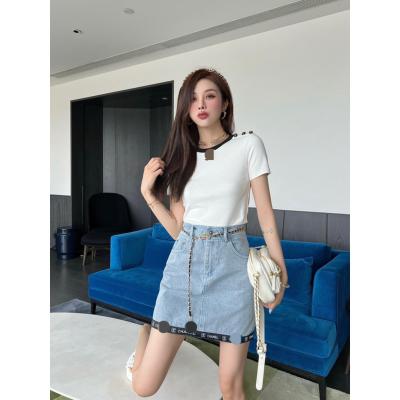 China Customized brand C brand breathable women's denim skirt casual hot jeans skirt for CHANEELLY for sale