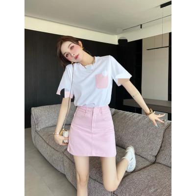 China Brand F Breathable High End Short Sleeve T-shirt Round Neck Blouse And Skirt Outfits Two Piece Suit Sets for sale