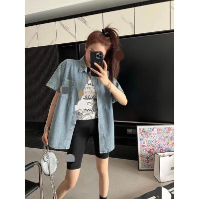 China Breathable brand summer denim casual jacket and shorts tight suit for CHANEELLY for sale