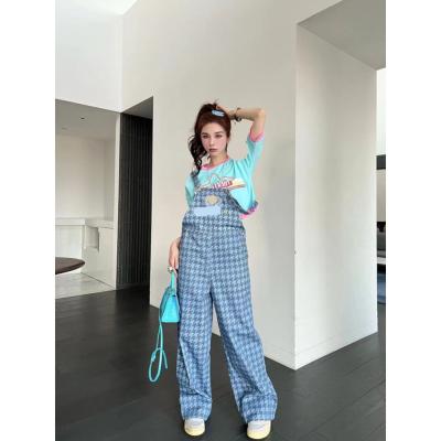 China B brand breathable chic denim casual pants with fashionable new designs ladies use blue pants for Balenciaglly for sale