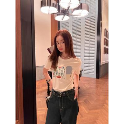 China Anti-wrinkle brand D women letter classic designer hot sale luxury women's T-shirt clothing for Diolly for sale