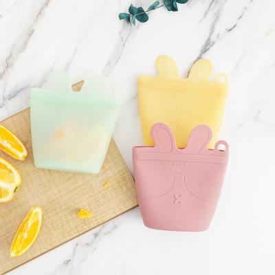 China Viable New Reusable Toddler Kids Food Storage Bag Silicone Baby Sandwich Snack Bag With Strong Sealing Zipper Baby Snack Bag for sale