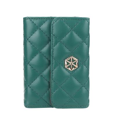 China Waterproof New Ladies Card Bag Korean style embossed multi-card organ coin purse Small Buckle Wallet for sale