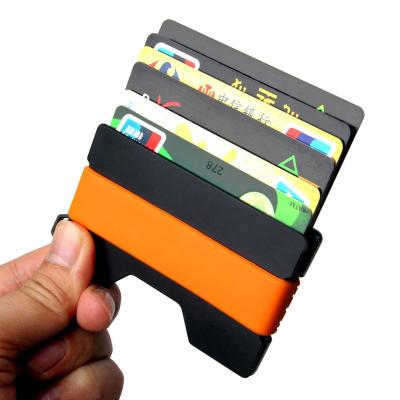 China Fashion Minimalist metal card case Aluminum RFID anti-theft brush EDC wallet key coin storage case card holder short wallet clip for sale