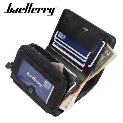 China Waterproof wholesale Hot sell men Three fold short multi slot zipper coin purse Fashionable thin card bag pu Trifold multifunction wallet for sale