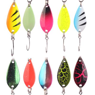 China Colorful Single Hook Mini Metal Bait Spinner Lure Metal Spoons for Trout Sequins Hard Spinner Spoon for sale