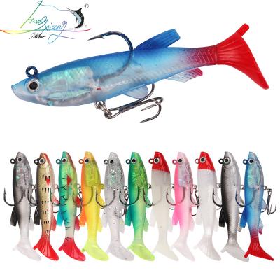 China 1Pc 2 Styles T-tail 80mm/12g And Roll-tail 72mm/9g Lead Fishing Lure Silicone Soft Fishing Lures Wobbler Lifelike Fishing Tackle 32 for sale