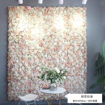 China High Quality Silk Fabric Flower Wall Backdrop Decoration Artificial Flower Wall Carpet for sale