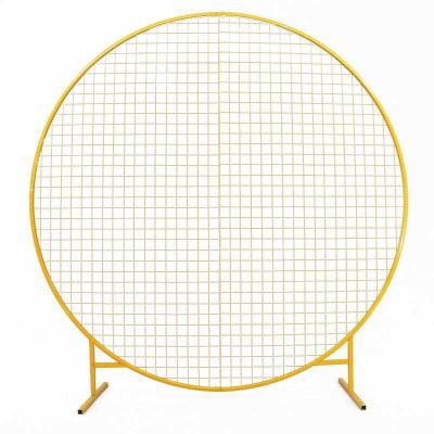 China Wedding hotel living room display stain wrought iron round grid screen Mori wedding stage background balloon arch wedding decoration new for sale