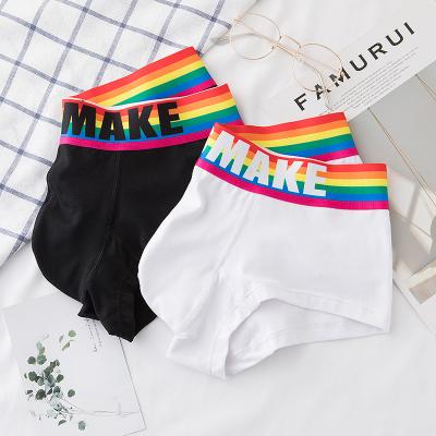 China Personality Waist Men's Low Briefs Cotton Men's Underwear Rainbow Breathable Shorts Breathable Comfortable Boxers Custom Logo Color for sale