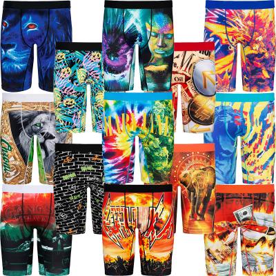 China Colorful Digital Printing Mens Underwear Logo Design Brief Short Men Breathable OEM Custom Boxers Briefs And Custom Boxer Polyester For Men for sale