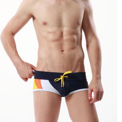 China New Style Sexy Beach Mens Boxer Swimming Trunks Underwear Man Brief Antibacterial Wide Waist Tied for sale