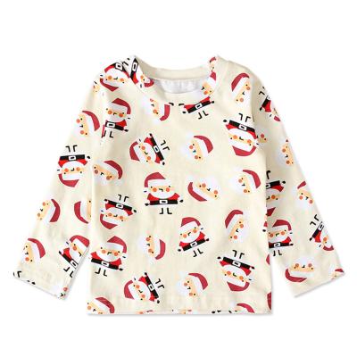 China Regular hot sale organic Santa Claus baby car kids made with 100% cotton kids long sleeve T-shirt camisetas CHIFFON for sale