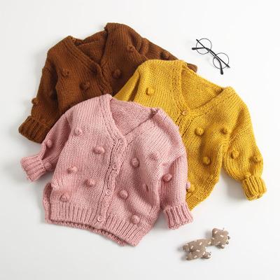 China Soft hot sale KNIT OVER SIZE Cuello redondo twist coat knitted coat children's V-neck baby organic cardigan made with 100% cotton for sale