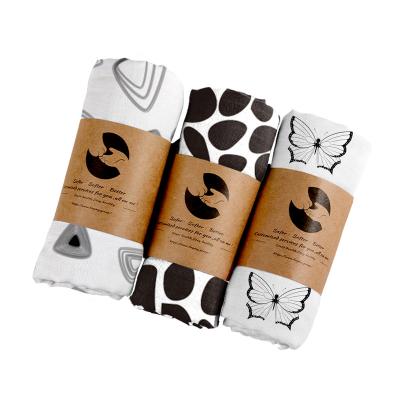 China Hot Selling Anti-pilling Newborn Muslin Baby Blankets Bamboo Bamboo High Quality Organic Soft Black White Design Wrap 100% Cotton Wrap for sale