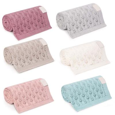 China Hot Sale Anti-pilling Knitted 100% High Quality Merino Cream Pearl Blankets Newborn Wraps Soft Cotton Baby Wrap Blankets for sale