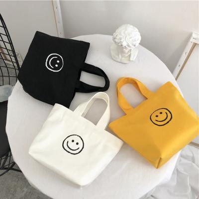 China Folding Smile Face One Shoulder Canvas Bag Gift Fruit Print Lady for sale