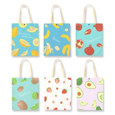 China Fold One Shoulder Holiday Canvas Bag Gift Fruit Print Lady for sale