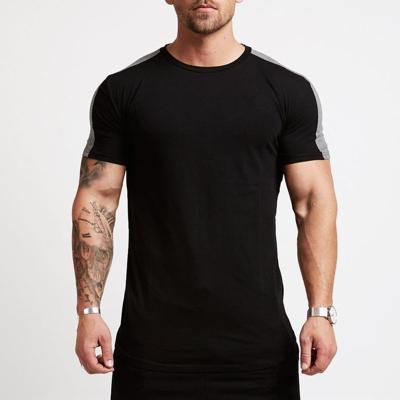 China Custom Anti-Wrinkle Style Basic Patchwork Wear Bodybuilding Fitness Sports Gym Camiseta Cotton Shorts Sleeve Casual Outdoor T-Shirt For Men for sale