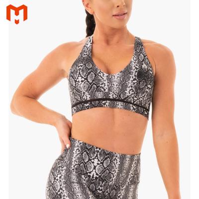 China Customization Breathable High Quality Snake Print Sports Bra High Print Adjustable Compression Sports Bra Yoga Bra For Girls for sale