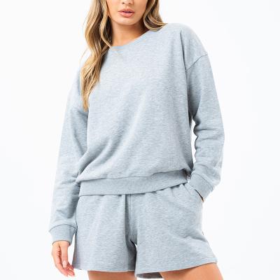 China Autumn Loungewear Crewneck Sweatshirts And QUICK DRY Shorts Teams Streetwear Tracksuit Fitness Pullover And Shorts Women Two Piece Set for sale