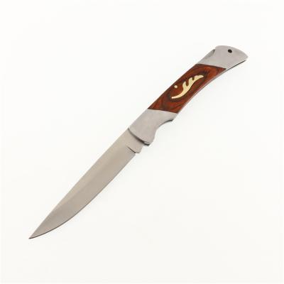 China Big Handle Slide Open Wooden Fruit Knife Folding Knife Outdoor Knife for sale