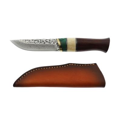 China High Quality Non-variable Steel Damascus Blade Portable Camping Damascus Knife Hunting Survival Outdoor Knife With Sheath for sale