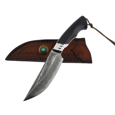 China New Generation Non-variable Multifunctional Camping Damascus Outdoor Hunting Knife for sale