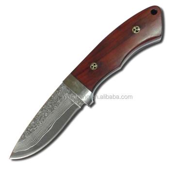 China High Quality Camping Knife Damascus Knife Blade White With Wood Color Handle for sale