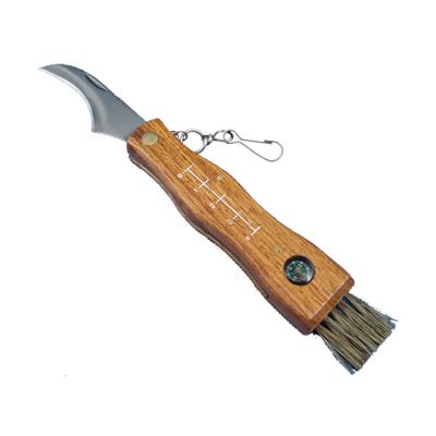 China New Design Non-variable Brush Handle Stainless Steel Blade Mushroom Wood Knife With Compass for sale