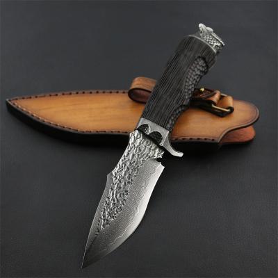 China Hot Selling Non-variable Fixed Damascus Blade Survival Damascus Hunting Knife for sale