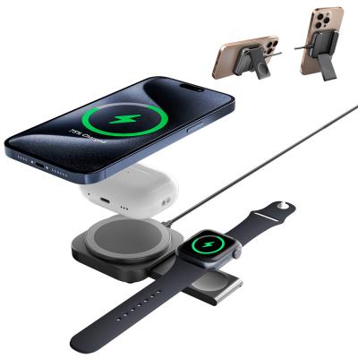 China 2-in-1-Reise-Portable Magnetic Wireless Charger Desktop Büro Kompaktes Klapptelefonhalter für Mobiltelefon für Uhr für Kopfhörer Schnellladung zu verkaufen