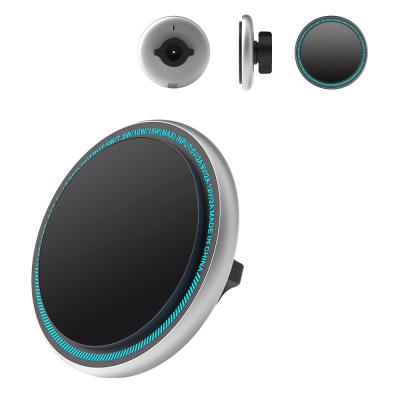 China Stylish And Durable Metal Magnetic Car Phone Holder Wireless Charger With Running Light For Iphone for sale