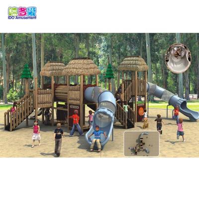 China Plastic Playground Outdoor Playground Slide Set System Game Set Wooden For Kids for sale