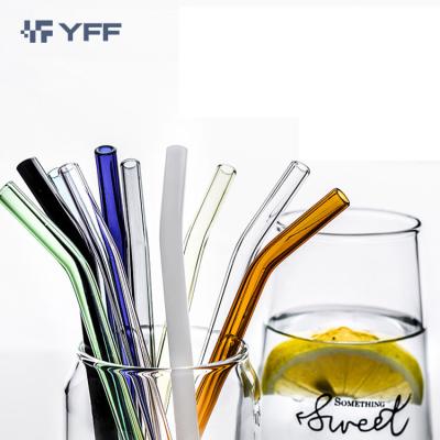 China Viable Custom Printed Logo 12mm 14mm Boba Bubble Tea Straw Colored Straight Straw Straw Pyrex High Borosilicate Glass for sale