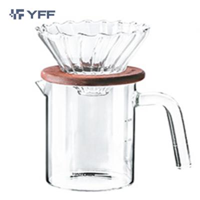 China Sustainable Drip Iimited Coffee Dripper Style Server Kettle 400ml Coffee Hot Pot / Teapot Set Heat Resistant Glass for sale