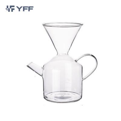 China New Designed Viable Square Coffee Heat Resistant Glass Pot Set Clearly Pour Over Coffee Dripper Filter Cup With Hand for sale