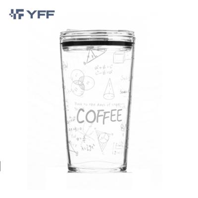 China Household Milk Tea Tumbler Net Coffee Cup Large Capacity Viable Pipette Cup Adult Heat Resistant Glass Mug for sale