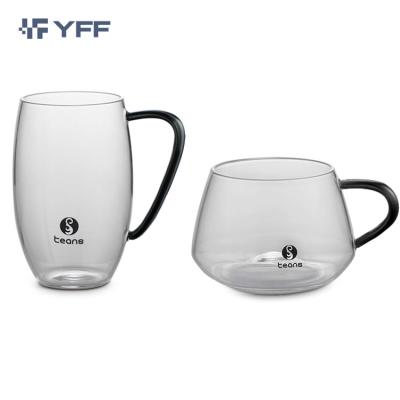 China Viable Custom Glassware Factory 210ml Flower Print Glass Juice Milk Cup Mugs From China for sale