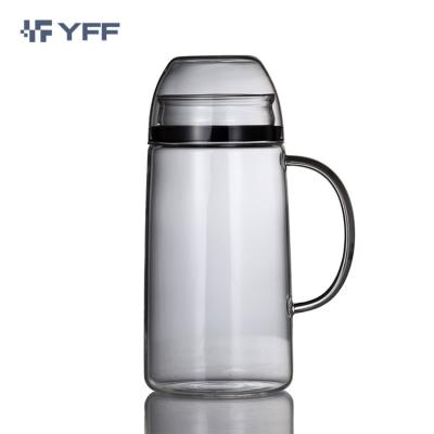 China Large Capacity High Borosilicate Glass Water Tea Decanter Viable Jug Jug With Handle Spout Stainless Steel Bamboo Lid 1000ML 1800ML for sale