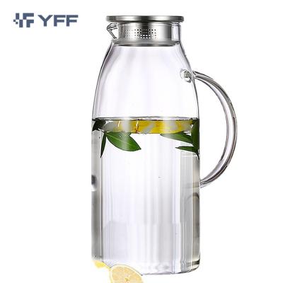 China 68oz Viable Glass Water Jug With Lid Iced Tea Jug For Hot Cold Water Ice Tea Wine Coffee Milk And Juice Water Jug for sale