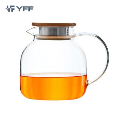 China Sustainable Water Bottle Set Nordic Style Glass Water Jug With Lid Beverage Decanter Lid for sale