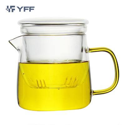 China Sustainable Heat Resistant Thermal Glass Teapot With Herbal Infuser Coffee Tea Leaf Pot for sale