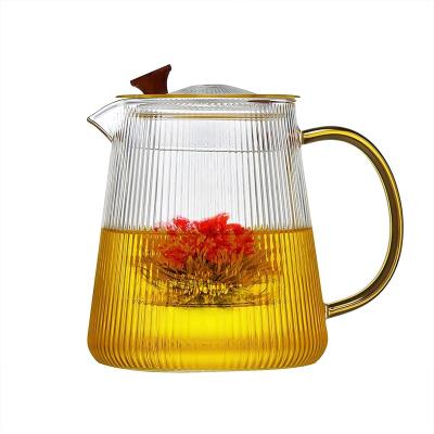 China Stocked teapot with detachable brew, 1000ml glass teapot, borosilicate glass teapot kettle for sale