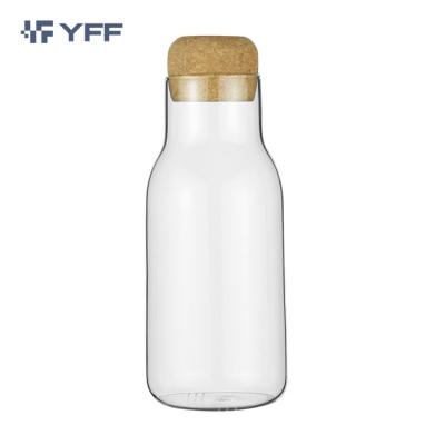 China Freshness Preservation Best Selling Clear Kitchen Food Borosilicate 500/800/1200ml Glass Jar Set With Cork Ball Stopper Lid Storage Bottles Wooden Jars for sale