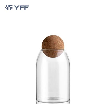 China Freshness Preservation Storage Jar Tea Pot Cereal Bottle Kitchen Storage Box Cork Glass Sealed Dry Seasoning Jar for sale